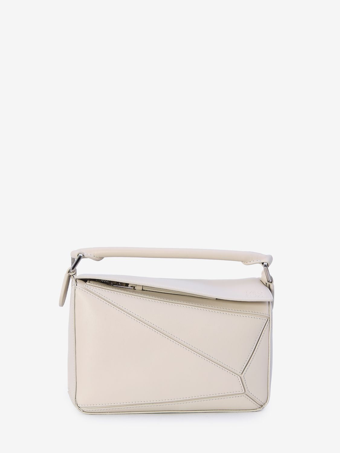 LOEWE Mini Puzzle Handbag - Off-White Satin Calfskin