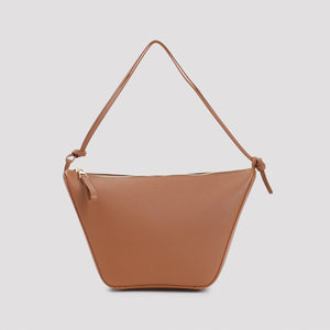 LOEWE Mini Hammock Hobo Shoulder Bag in Brown Calfskin with Knot Detail, 17x28x9.5 cm