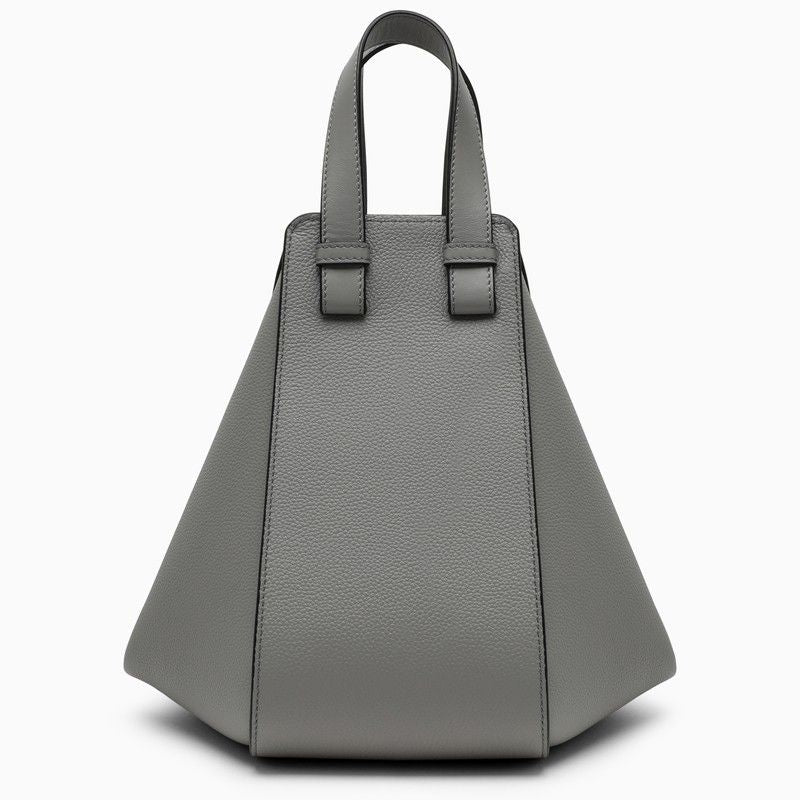 LOEWE Gray Mini Hammock Leather Handbag with Gold-Tone Accents for Women