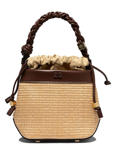 GANNI Chic Beige Mini Bucket Crossbody Bag