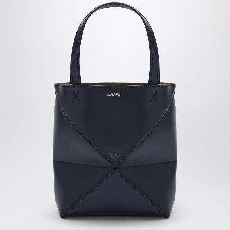 LOEWE Mini Puzzle Fold Tote in Abiss Blue