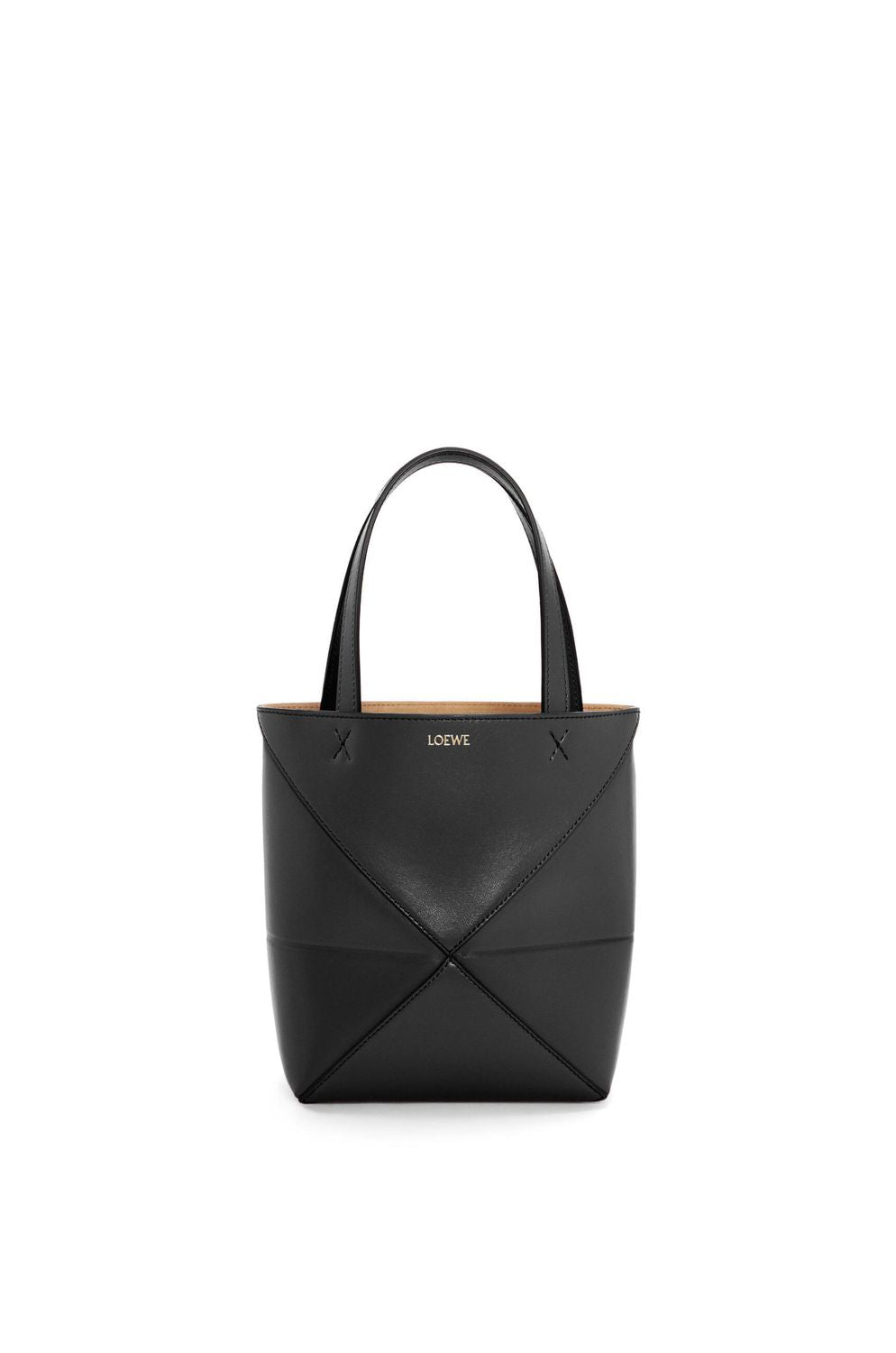 LOEWE Mini Puzzle Fold Brown Calf Leather Tote for Women