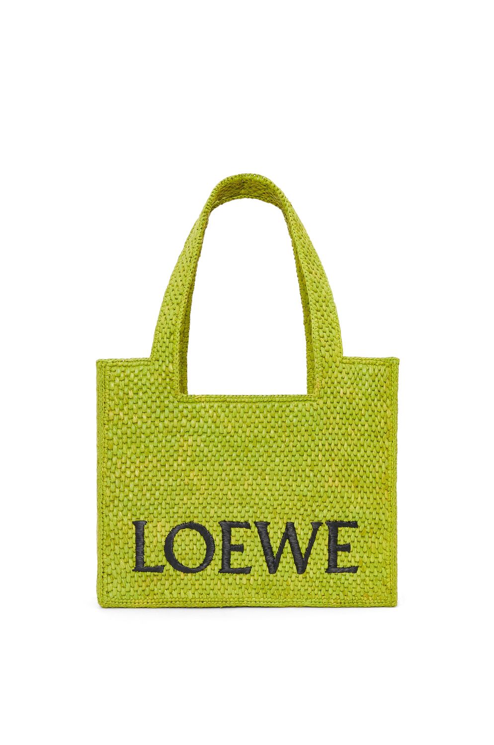 LOEWE Women’s Meadow Green Medium Tote Handbag - 72% Raphia, 20% Calfskin, 8% Viscose