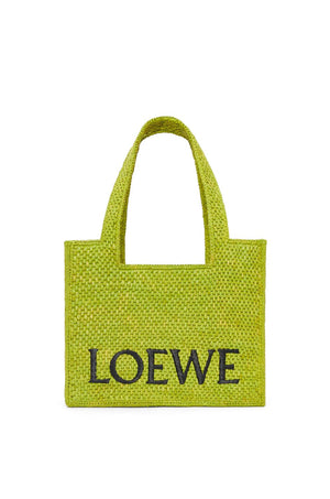 LOEWE Women’s Meadow Green Medium Tote Handbag - 72% Raphia, 20% Calfskin, 8% Viscose