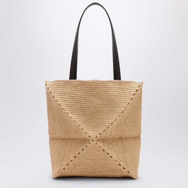 LOEWE Mini Natural Raffia Puzzle Fold Tote Handbag