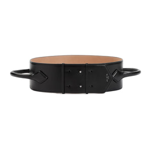 ALAIA Black Leather Teckel Handle Belt for Women - SS24 Collection