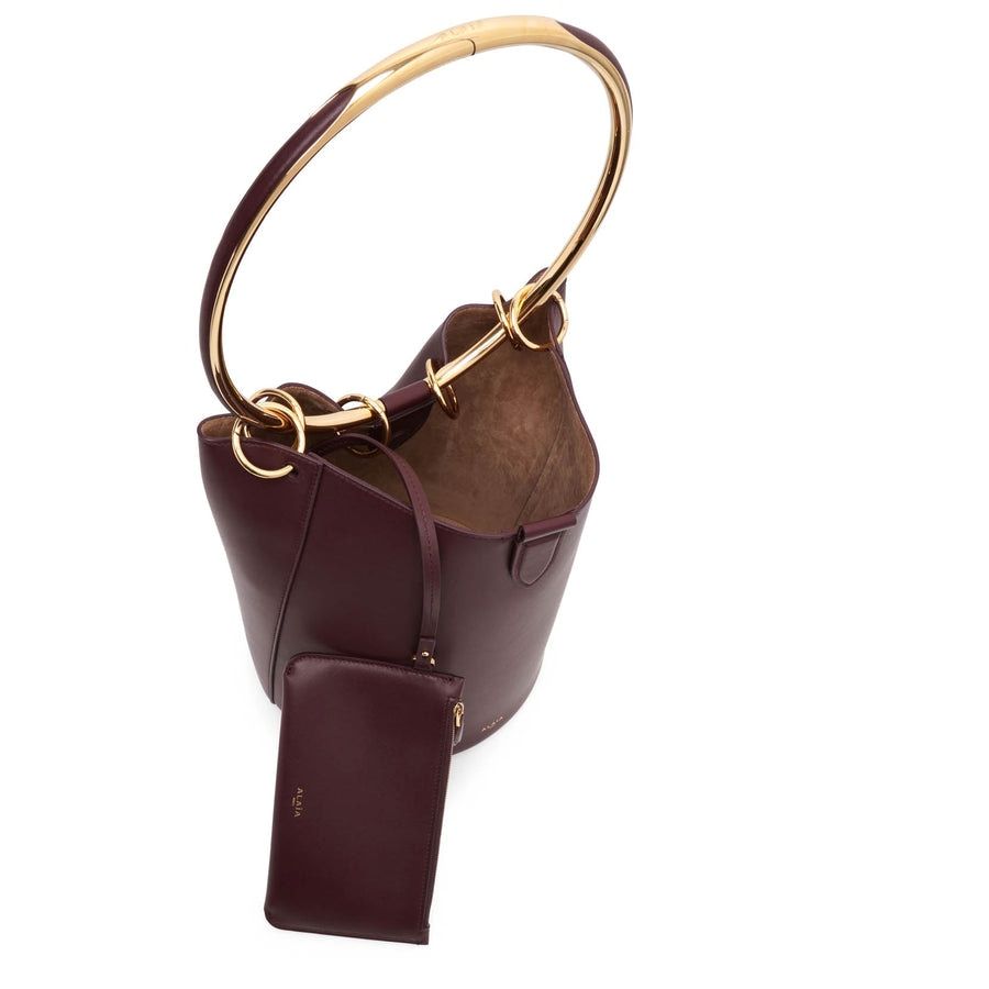 ALAIA Chocolate Leather Mini Bucket Bag