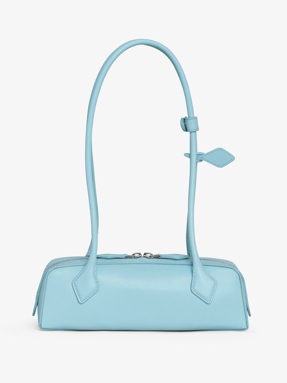 ALAIA Mini Leather Handbag with Zipper and Mirror - Light Blue