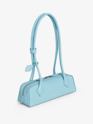 ALAIA Mini Leather Handbag with Zipper and Mirror - Light Blue