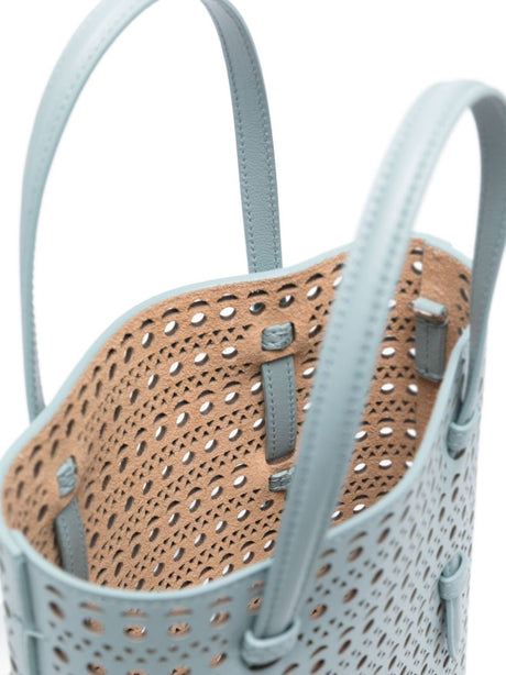ALAIA Gray Leather Bucket Tote Handbag for Women