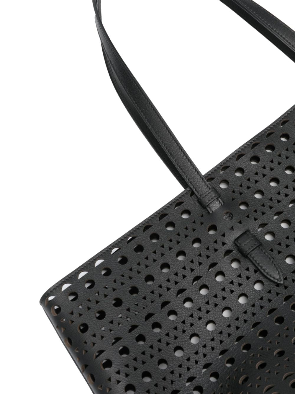 ALAIA Perforated Leather Tote Handbag for Women in Black