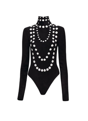 ALAIA Stylish Black Velvet Bodysuit for Women from SS23 Collection