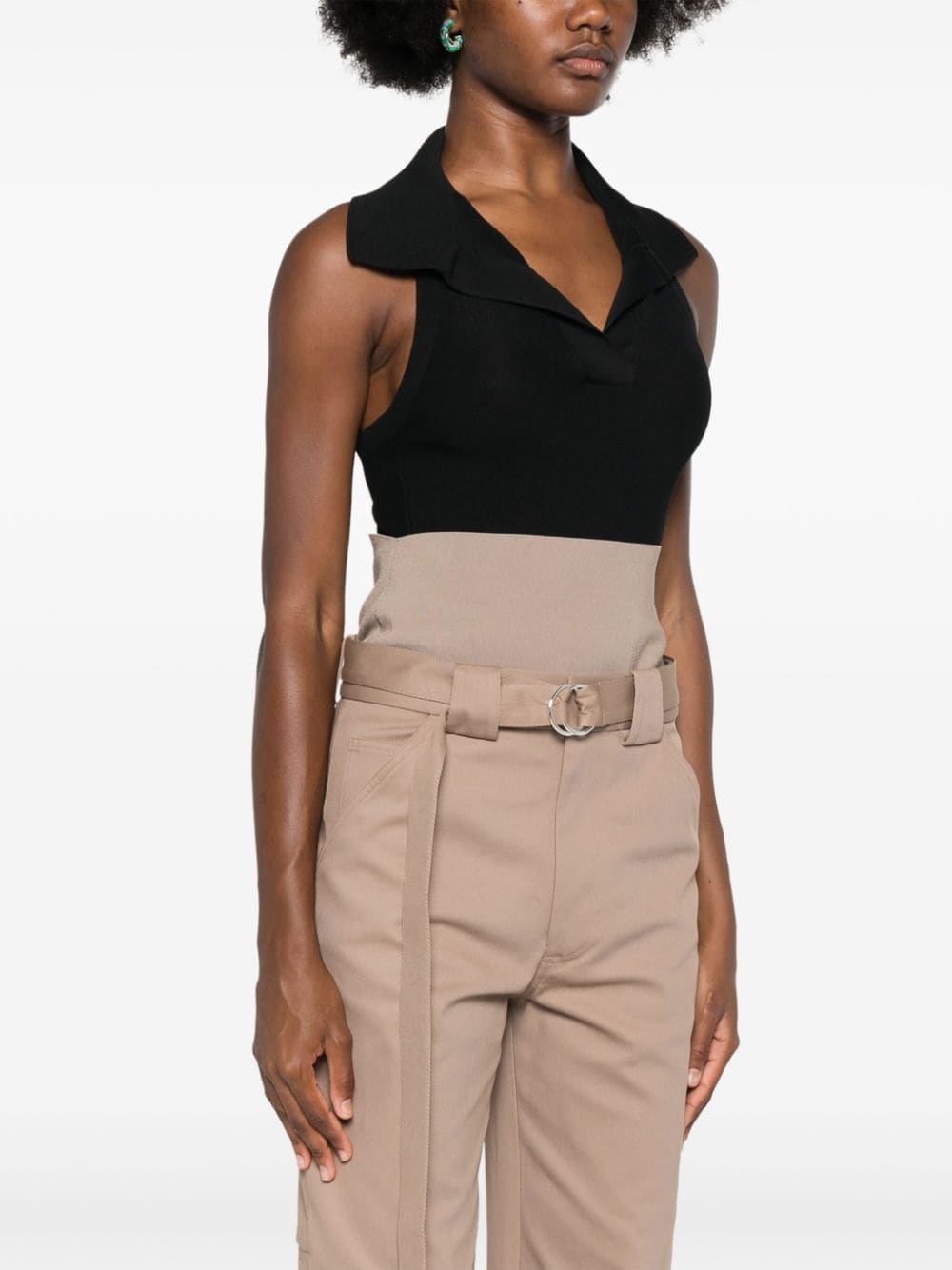 ALAIA Chic Sleeveless Polo Bodysuit