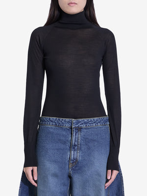 ALAIA High-Neck Sheer Knit Bodysuit