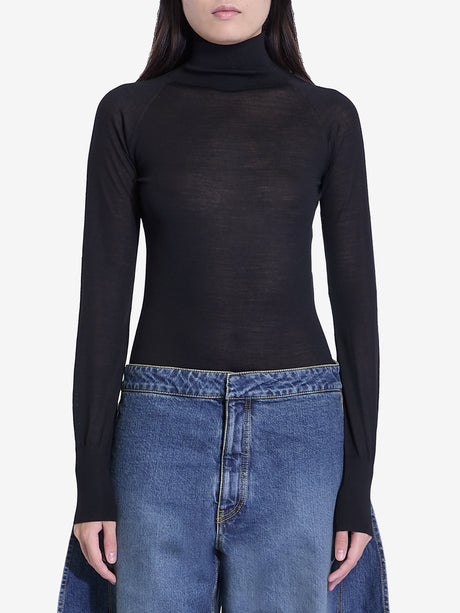 ALAIA Elegant High Collar Black Bodysuit