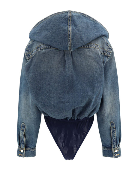 Bodysuit Jeans Nón Đầu với Cổ áo Vuông và Váy Soirée Crochet cho Nữ