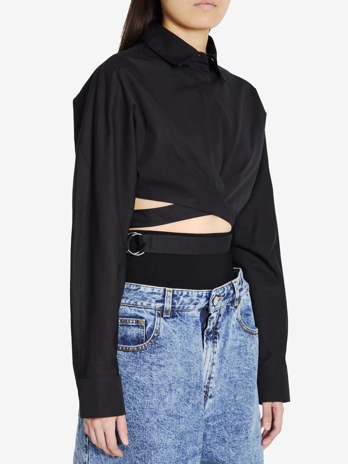 ALAIA Crossed Waist Cropped Shirt