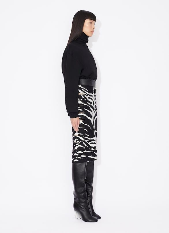 ALAIA Zebra Pencil Skirt in Black for Women | SS24