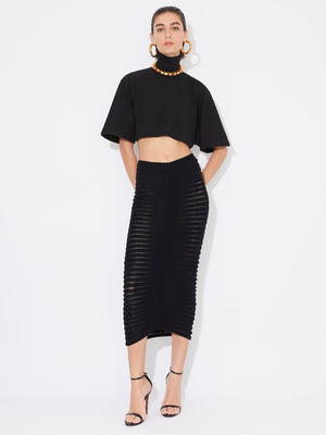 ALAIA Elegant Stretch-Knit Midi Skirt