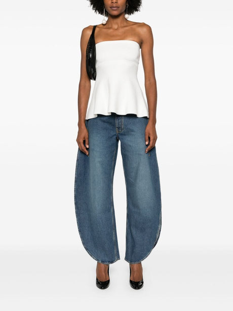 ALAIA Open Camel Petal Denim Pants