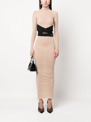 ALAIA Taupe Second Skin Knit Maxi Dress for Women - FW23