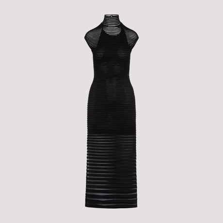 Váy dài vải nhân tạo màu đen thương hiệu SS24 cho phụ nữ