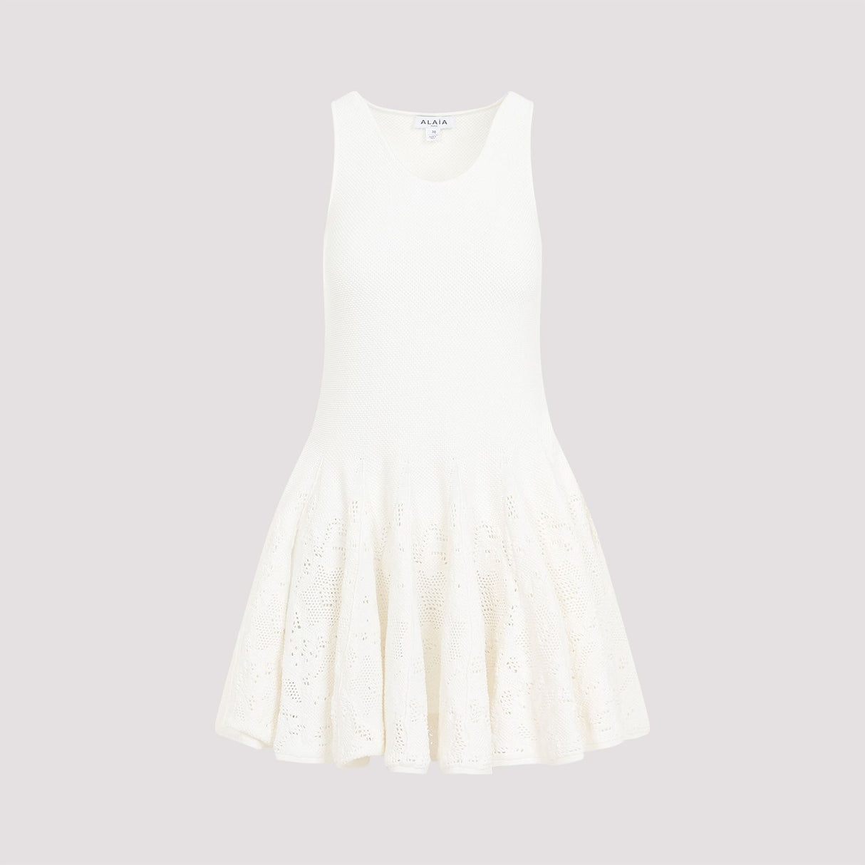 ALAIA Elegant White Mini Skater Dress