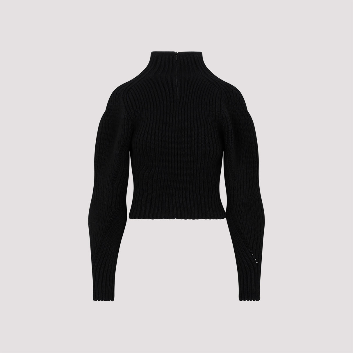 ALAIA Black High Neck Knit Sweater for Women - FW23