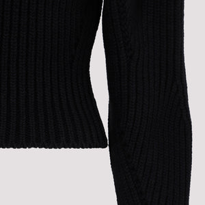 ALAIA Black High Neck Knit Sweater for Women - FW23