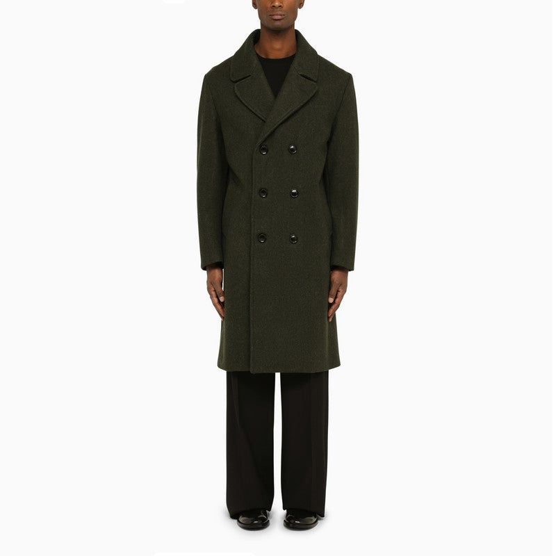 DOPPIAA Military Green Double-Breasted Wool Jacket for Men - FW23