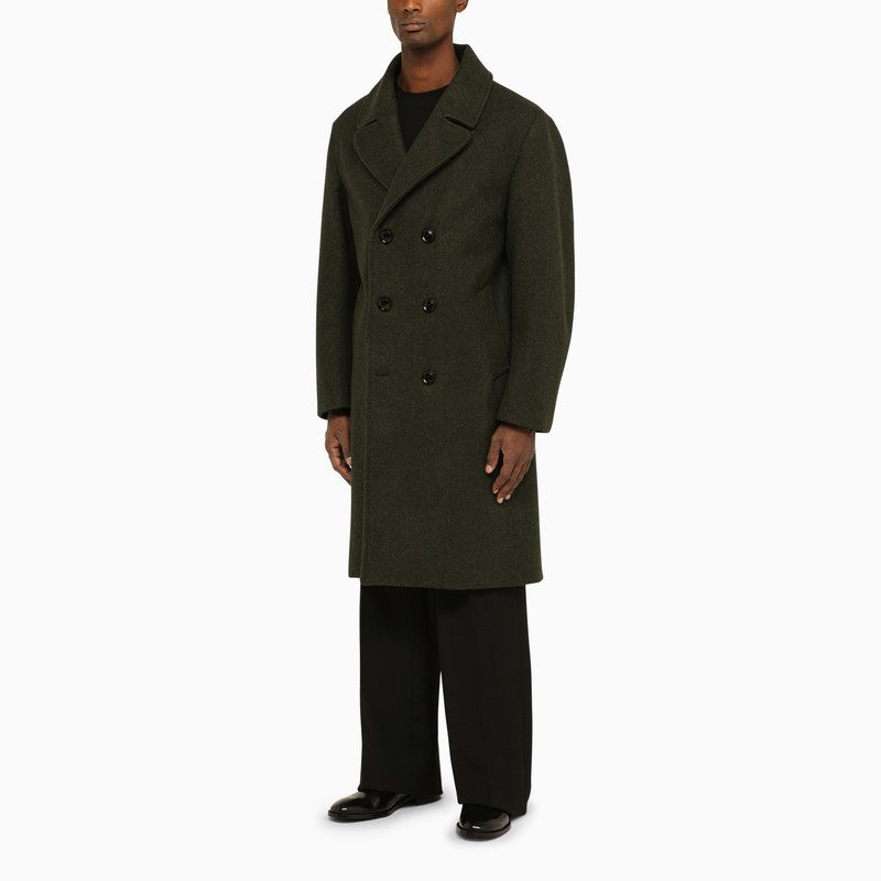 DOPPIAA Military Green Double-Breasted Wool Jacket for Men - FW23