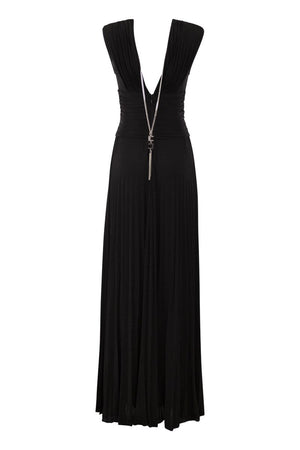 ELISABETTA FRANCHI Black Lurex T-Shirt Dress for the Red Carpet SS24