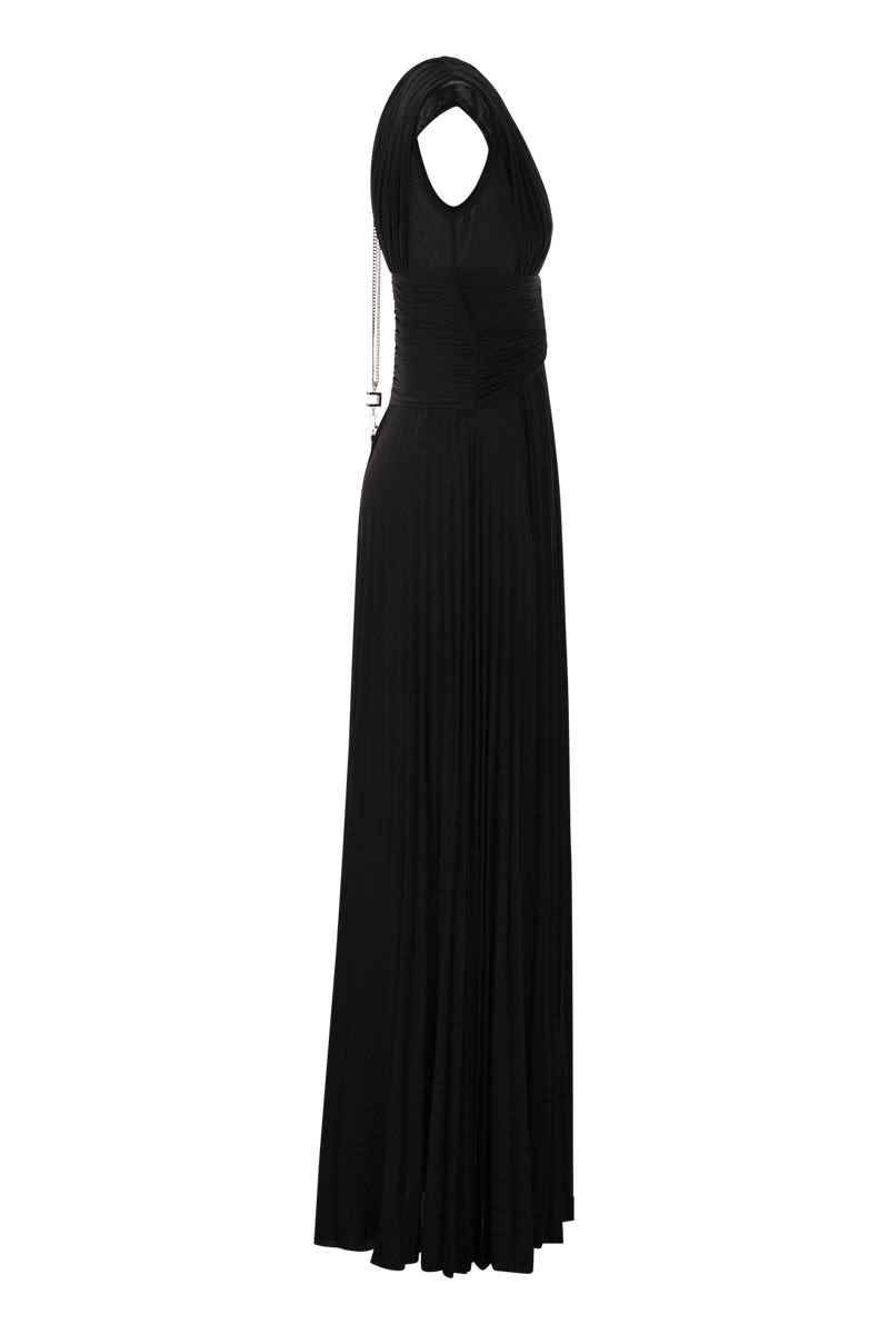 Váy đầm Elegant Lạ Mi grain polyester đen cho phụ nữ