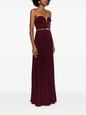 ELISABETTA FRANCHI Belted Lurex Maxi Dress for Women