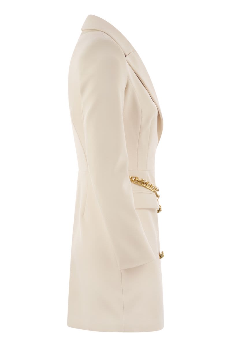 ELISABETTA FRANCHI Chic Natural Dress with Golden Chain Detail