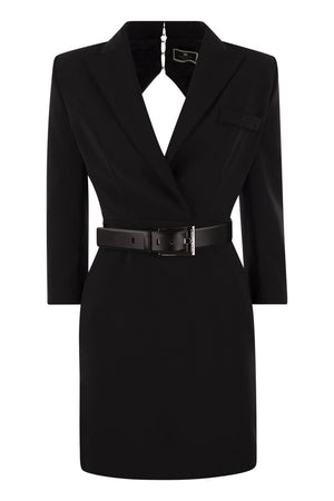 ELISABETTA FRANCHI Elegant Black Cut Out Back Robe-Manteau for Women for SS24 Season