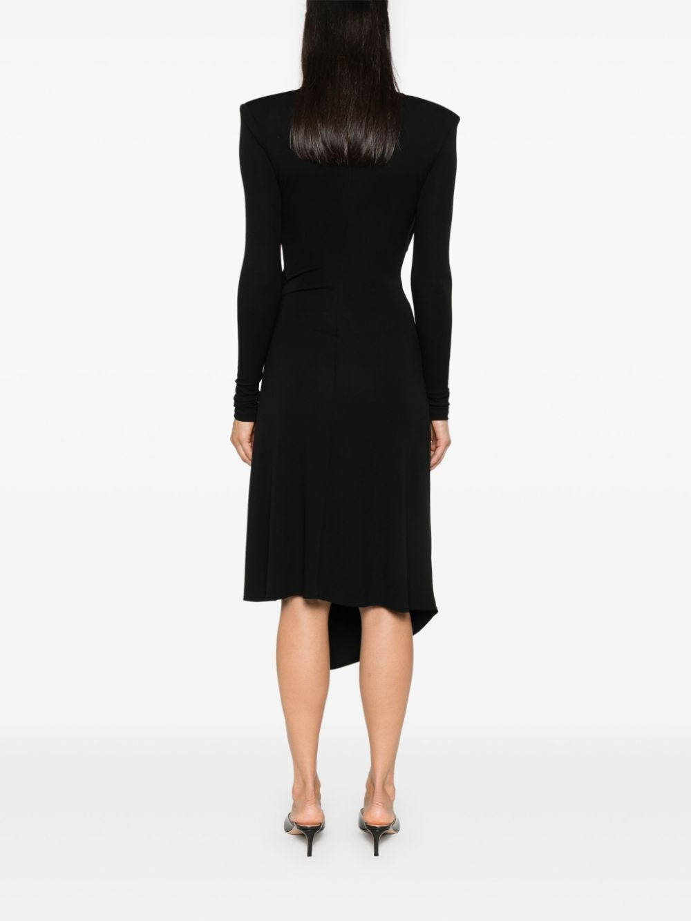 ELISABETTA FRANCHI Long Black Dress with Chain Detail