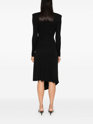 ELISABETTA FRANCHI Long Black Dress with Chain Detail