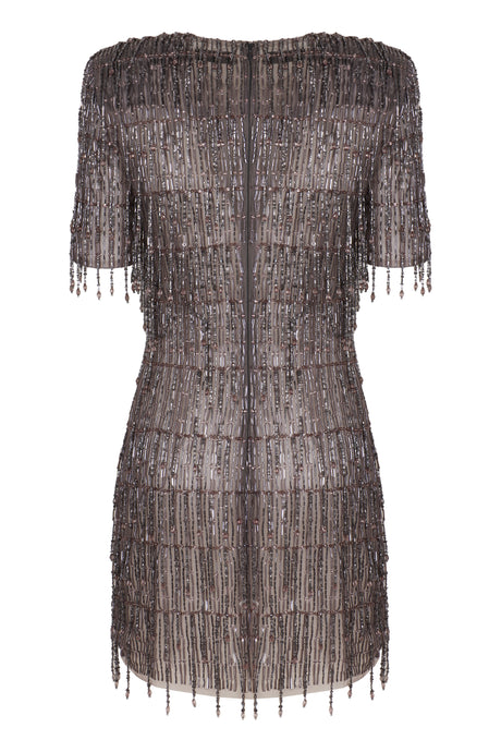 ELISABETTA FRANCHI Structured Shoulder Sequin Mini-Dress