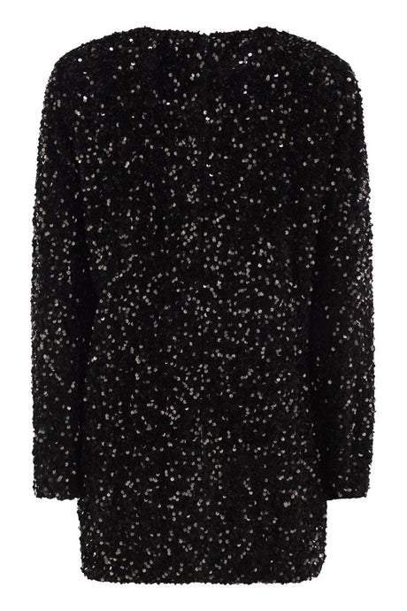 ELISABETTA FRANCHI Chic Boxy Mini Dress with Embroidery and Sequins