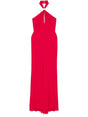 ELISABETTA FRANCHI Halterneck Maxi Dress with Crystal Buckle Detail