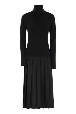 FABIANA FILIPPI Elegant Turtleneck Dress with Pleated Flannel Skirt