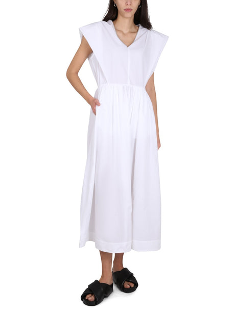 FABIANA FILIPPI Cotton V-Neck Dress with Shiny Detail