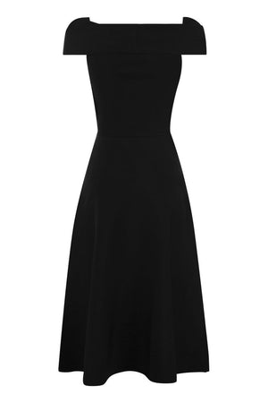 FABIANA FILIPPI Elegant Black Viscose Midi Dress with Straight Neckline for Women