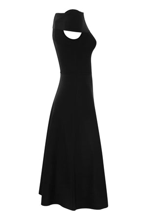FABIANA FILIPPI Elegant Black Viscose Midi Dress with Straight Neckline for Women