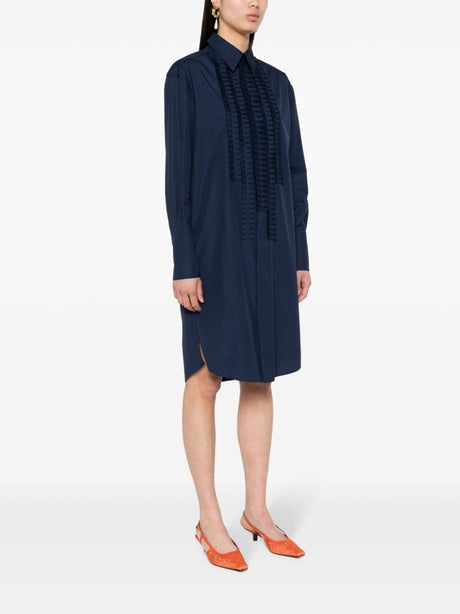 MARNI Navy Blue Shirt Dress with Stone Detail for Women - SS24