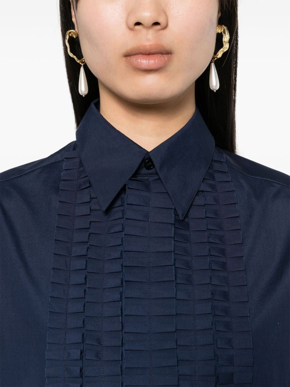 MARNI Navy Blue Shirt Dress with Stone Detail for Women - SS24