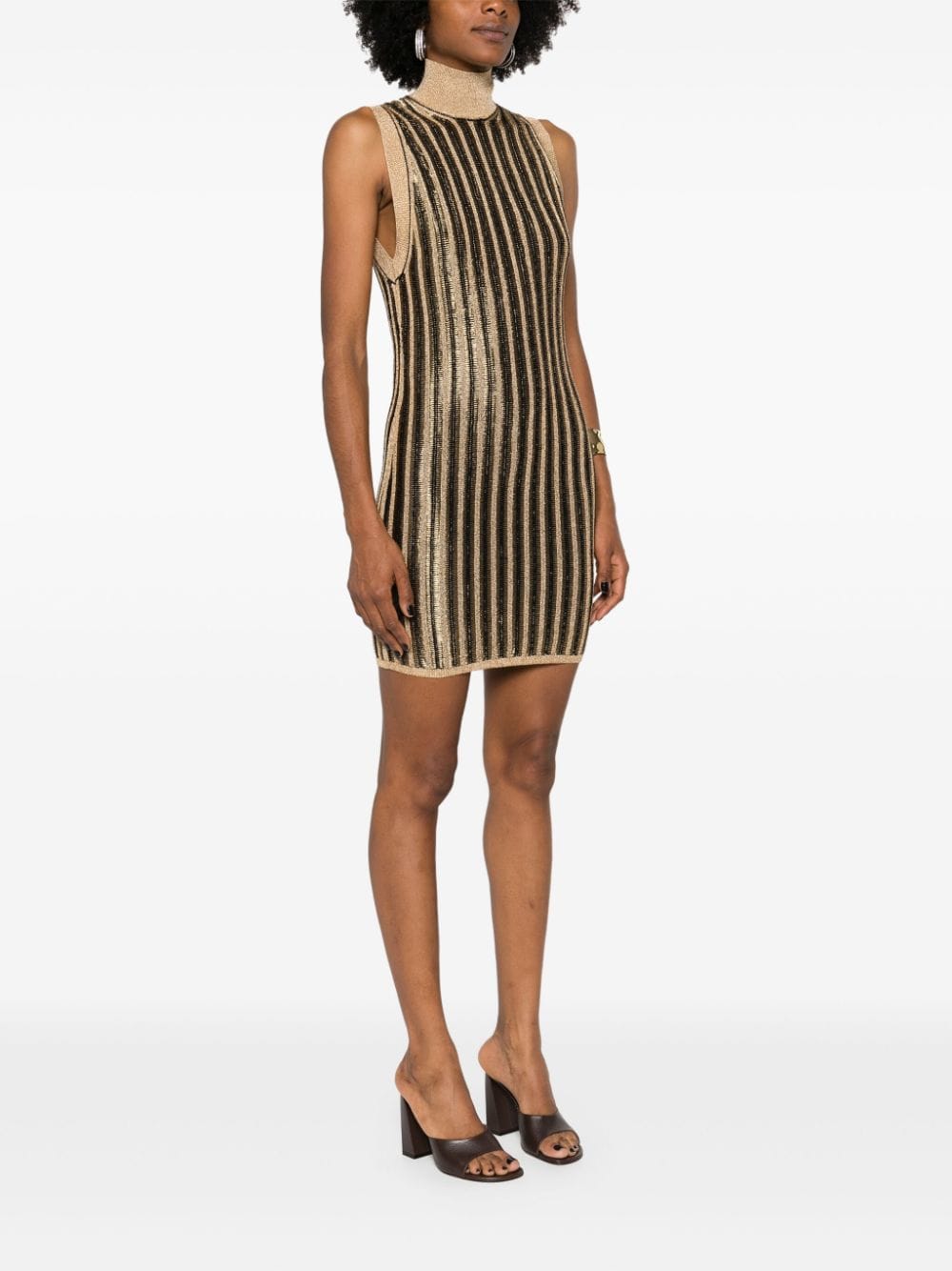 TOM FORD High-Neck Metallic Mini Dress