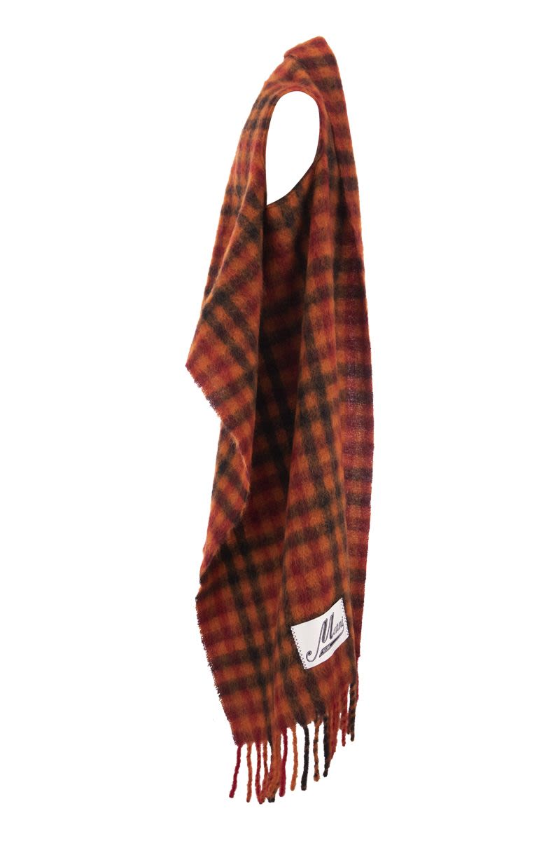 MARNI Rustic Checkered Scarf for Women - Warm and Comfortable with Fringes