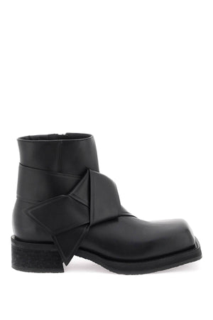 ACNE STUDIOS Twisted Musubi Knot Leather Ankle Boots - Fall/Winter '23